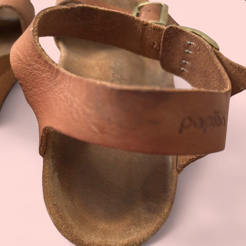 ✌🏾Papillio by Birkenstock Leather Wedge Sandals Size 41 Brown Cork Platform - Picture 7 of 7